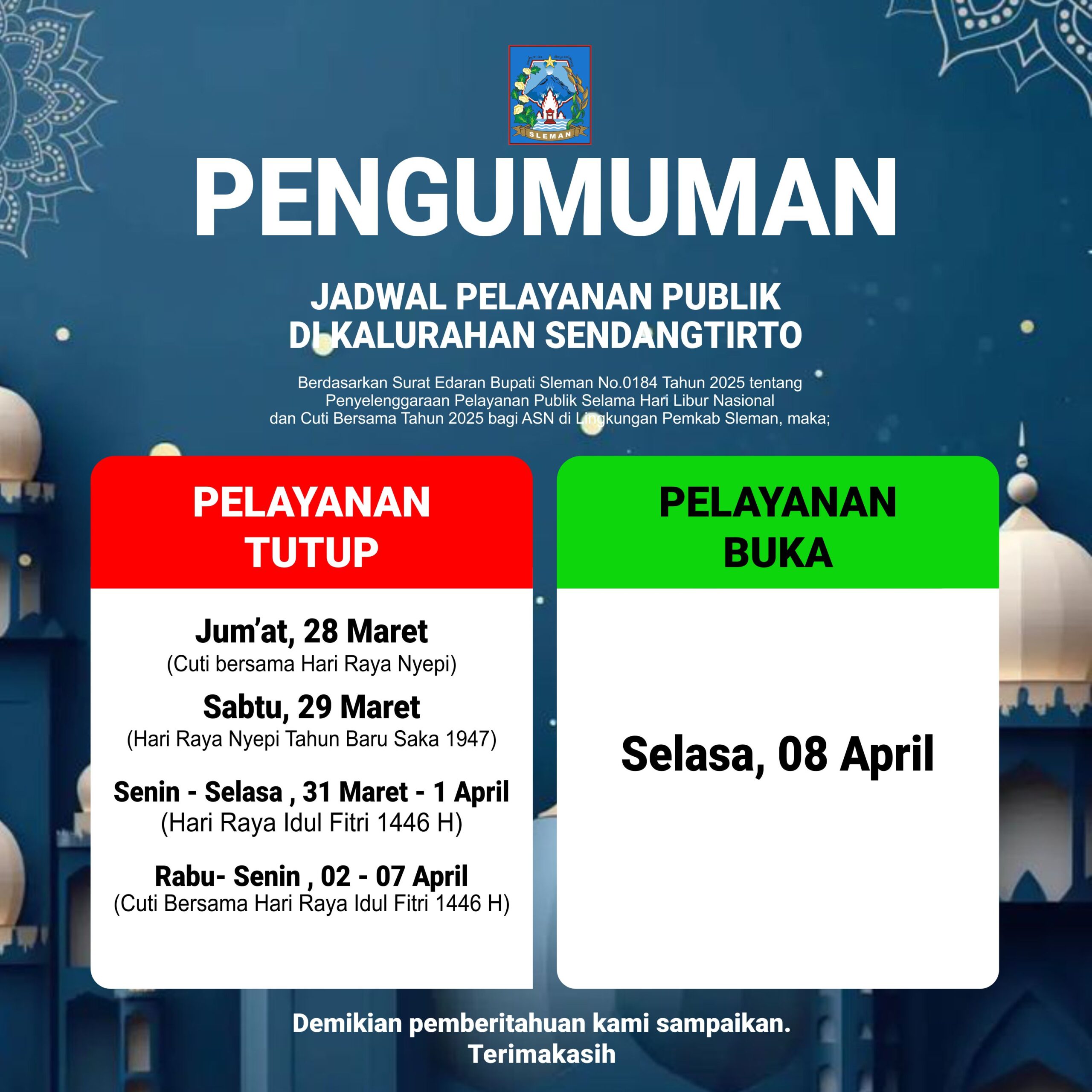 PENGUMUMAN LIBUR DAN CUTI BERSAMA