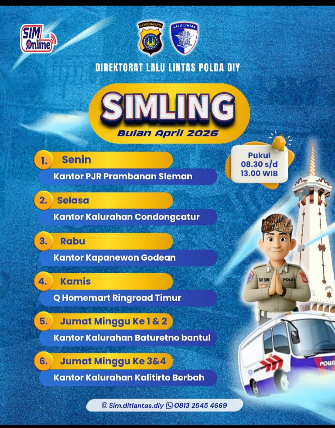 Jadwal SIMLING (SIM Keliling) Bulan April 2026